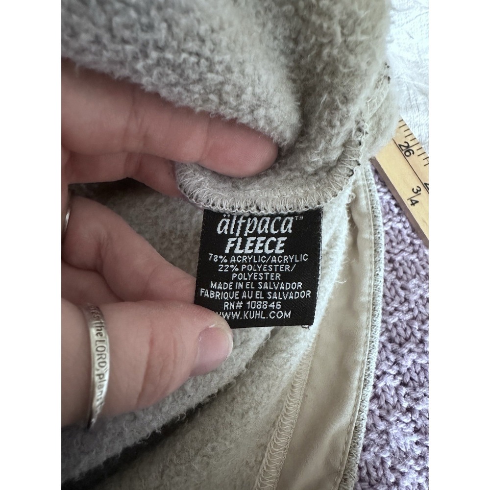 Kuhl Womens Savina Alfpaca Fleece Peacoat Sz M Oatmeal Beige Button Full Length - Picture 5 of 8
